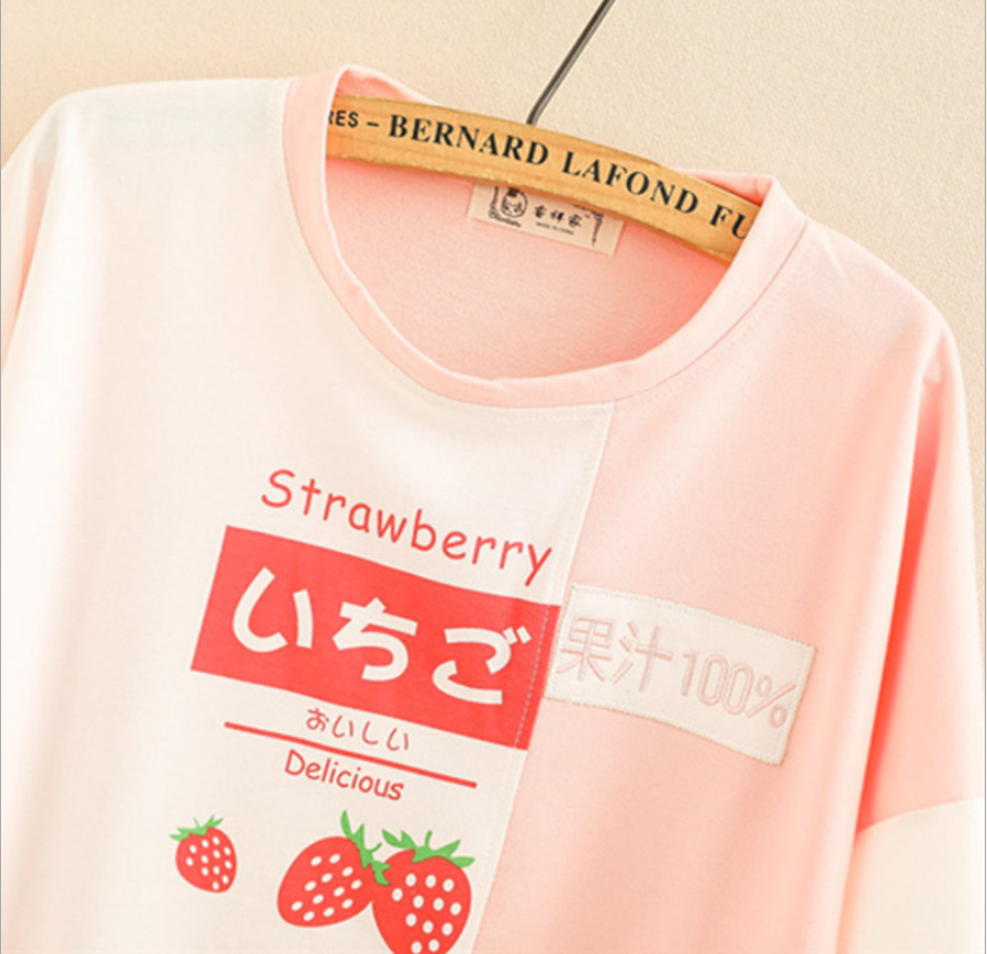 Cute strawberry print t-shirt #PR949 - Veooy