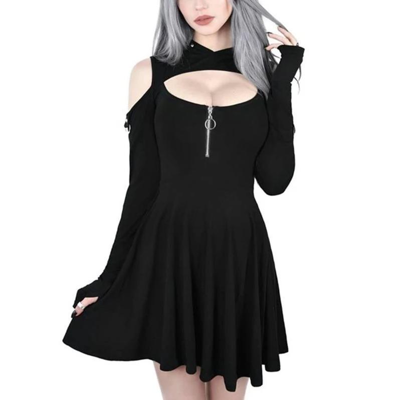 Hollow Out Gothic Dress - Veooy