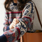 Retro round neck loose knitted sweater #PR1075