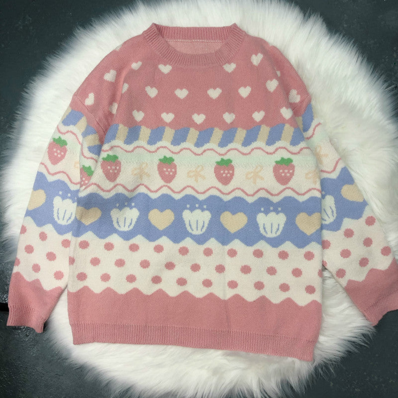 Free Shipping Sweet Strawberry Knitted Cardigan Sweaters - Veooy