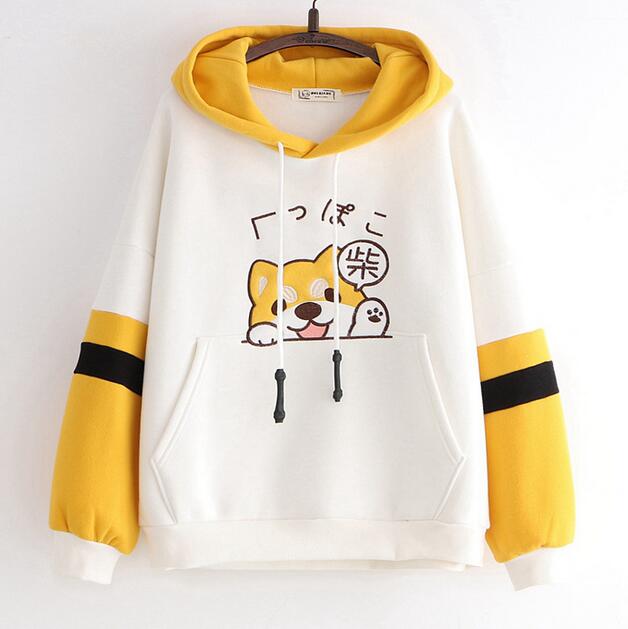 Cute Shiba Inu patch embroidery hoodie sweater coat#PR748 - Veooy