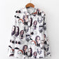 Korea style sexy girl print blouse shirt #PR973