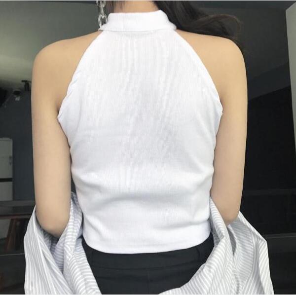 Korea style Cotton Black/White Top/Vest #YYL-870