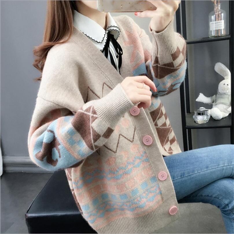 Fashion mid-length plus size knitted cardigan sweater #PR1041 - Veooy
