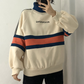 Apricot color oversize high collar thick hoodie sweater #YYL-636 - Veooy