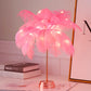 Cute creative feather table lamp bedroom home night light - Veooy