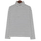 Harajuku style high collar stripe long sleeve woolen sweater shirt #PR715 - Veooy