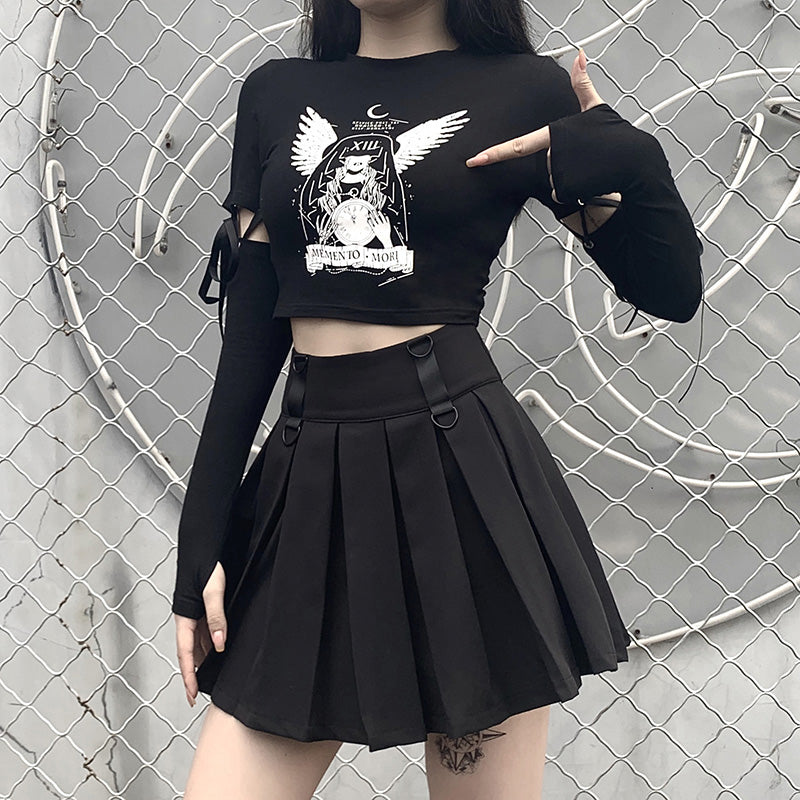 Gothic Harajuku Punk Patchwork Long Sleeve Slim T-shirts - Veooy