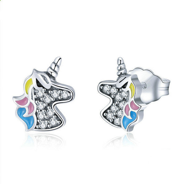 S925 sterling silver unicorn ear studs #YYL-720