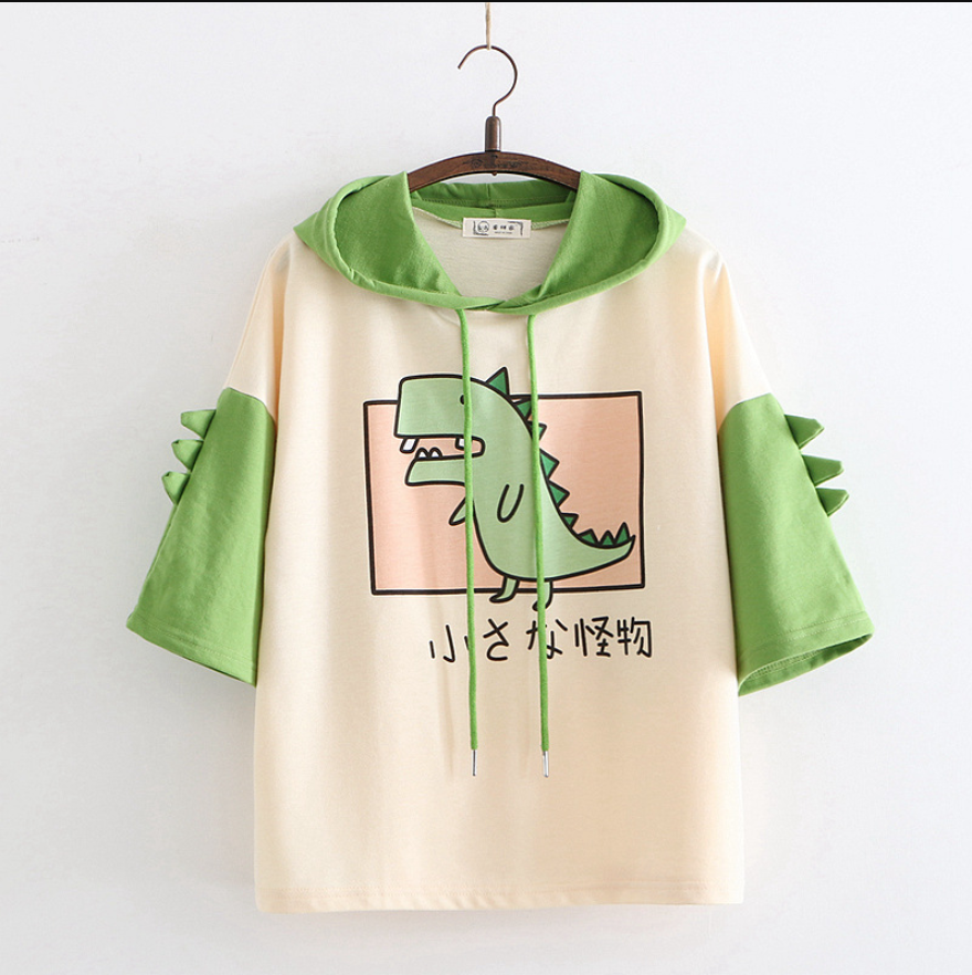 INS style loose dinosaur hoodie t-shirt #PR932
