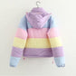 Harajuku rainbow color cotton coat #YYL-853 - Veooy