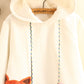 Cute fox embroidery woolen hoodie sweater coat #PR822 - Veooy