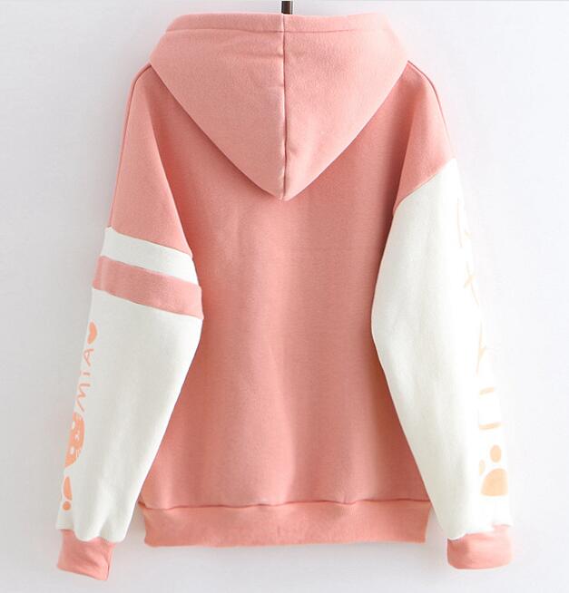 Japanses style cat  letters print woolen hoodie sweater #PR841