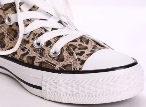 Leopard Print Canvas Lace-Up Sneakers #yyl-855