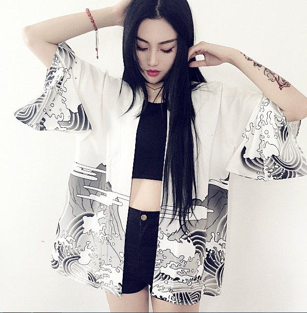 Retro Chinese dargon  Waves Blouse shirt #YYL-486