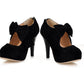 Retro Black Bow Knot High Heels Fashion Shoes#YYL-666