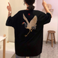 Harajuku style loose red-crowned crane embroidery t-shirt#YYL-787 - Veooy