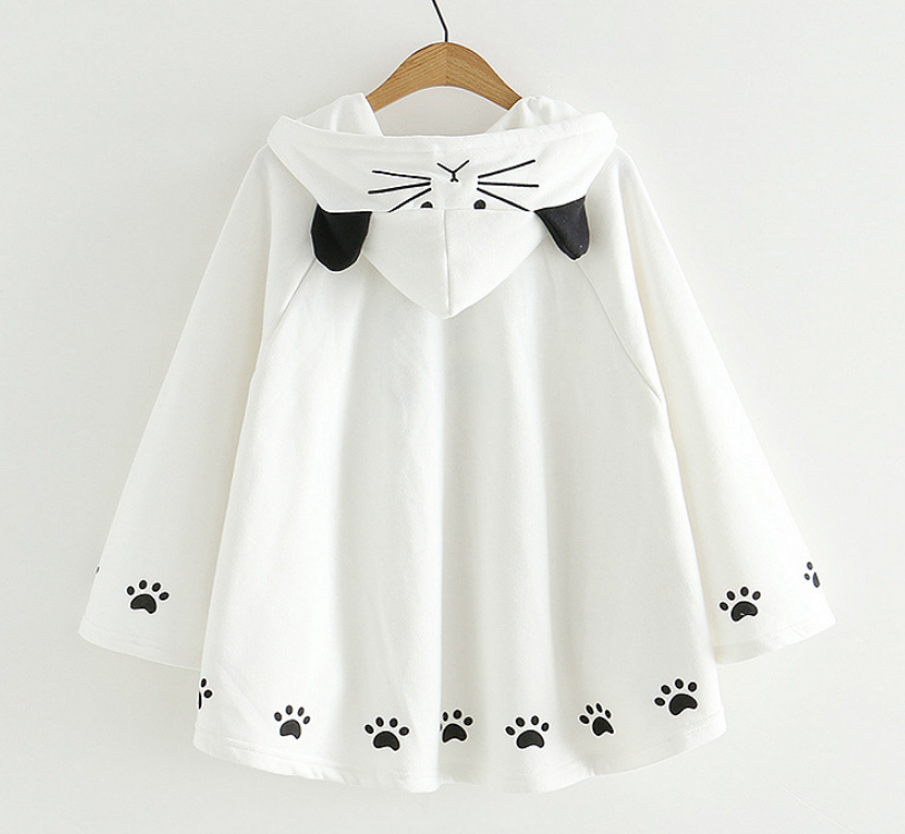 Cute cat embroidery woolen cloak coat #PR783 - Veooy