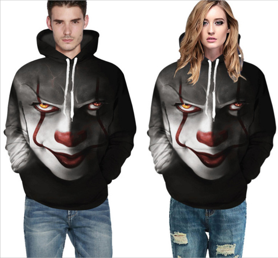 3D clown print hoodie sweater coat #PR798 - Veooy