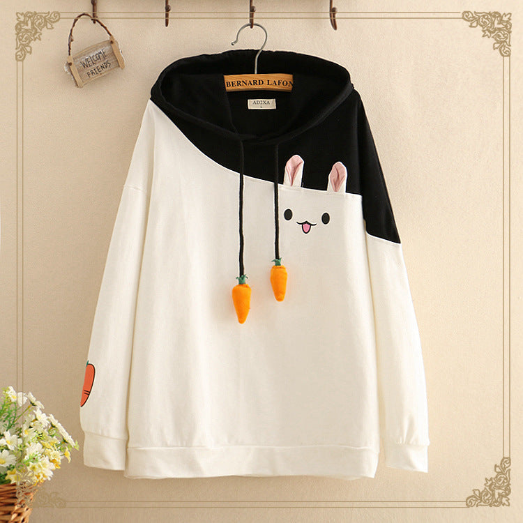 New rabbit color matching wild cute hoodie