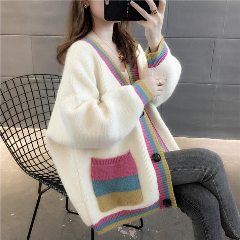 Loose slimming plus size knitted cardigan sweater#PR1039