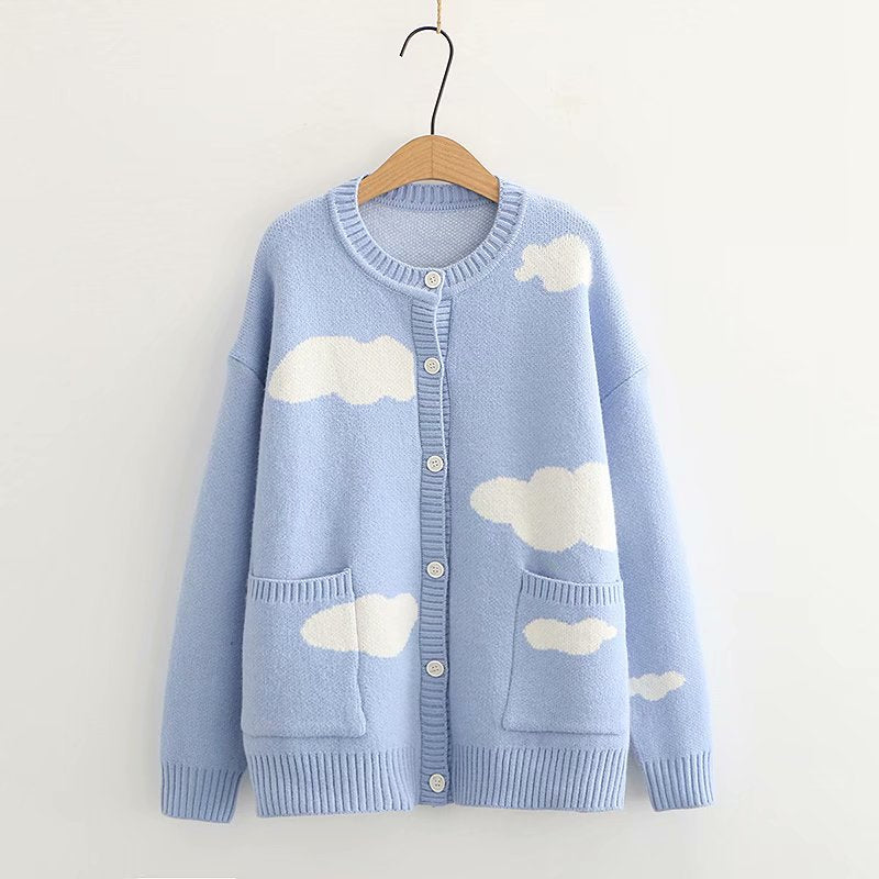 Harajuku cute cloud cardigan sweater - Veooy