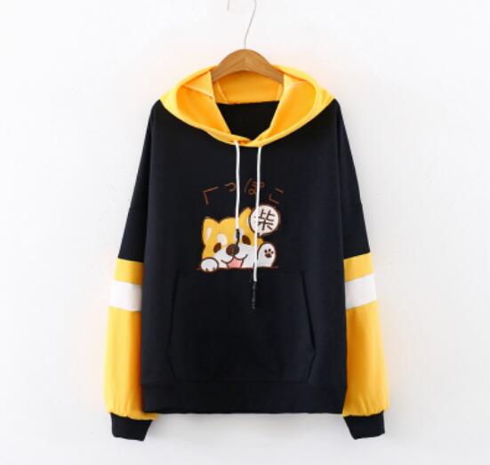 Cute Shiba Inu patch embroidery hoodie sweater coat for spring autumn#20201217-3 - Veooy