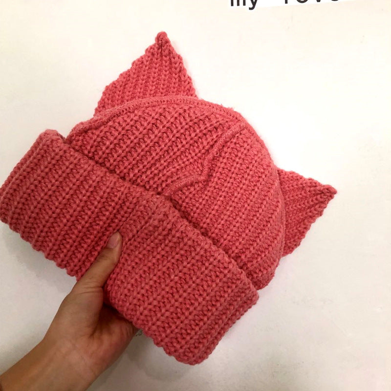 Cat ear woolen knitted hat warm hat #PR1097 - Veooy