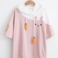 Japanese style cute cartoon bunny  radish embroiery t-shirt #PR939