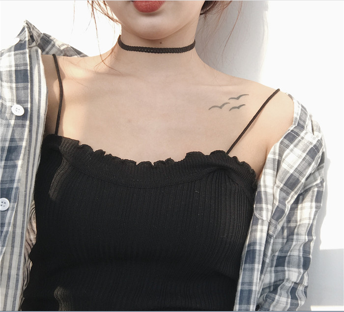 Black color Sexy lace knit tank top #YYL-741 - Veooy