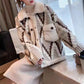 Women&#39;s loose color matching thick wool knitted thick sweater cardigan #PR1062
