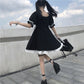Summer Kawaii Soft Girly Square Collar Cute Lace Lace Up Bow Sweety Ruffles Puff Sleeve Dress