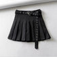 Retro Pleated Skirt With Heart Belt #yyl-862