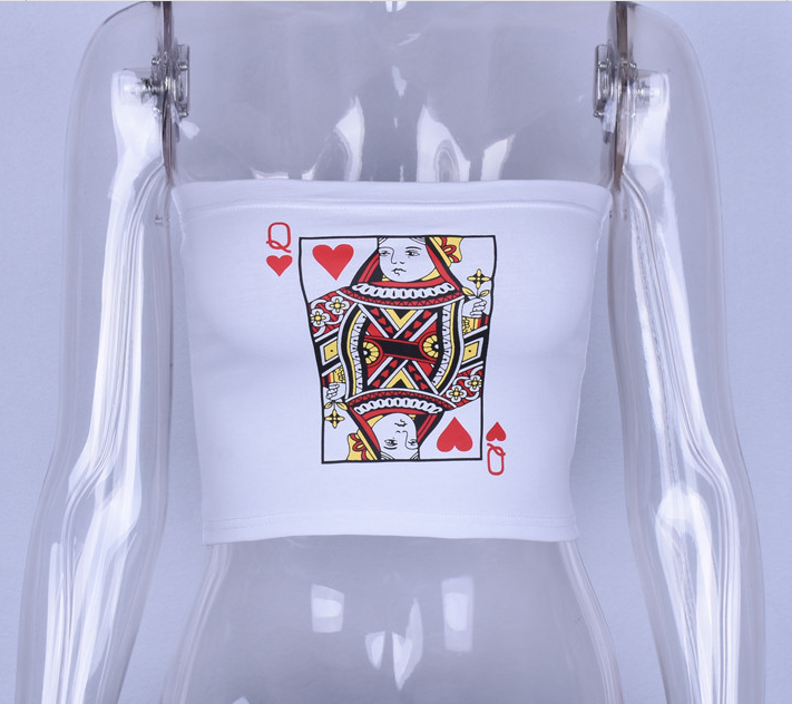 Playing card Queen print top #YYL-551