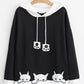 Cute cartoon cat embroidery hoodie sweater coat#PR983 - Veooy
