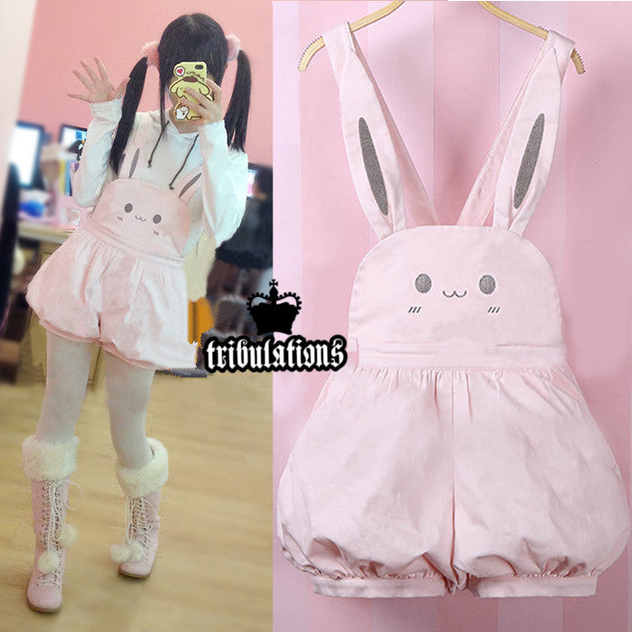 Cute lolita rabbit harem pants strap shorts - Veooy