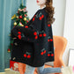 Cherry embroidery women&#39;s loose V-neck sweater cardigan sweater coat #PR1048 - Veooy