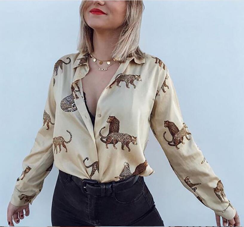 Hot sale Leopard print blouse shirt #PR970