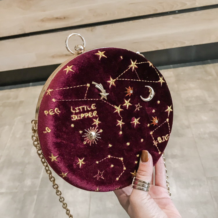 New fashion Embroidery Star Round Shape Crossbody Bag