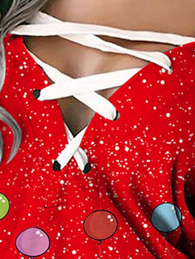 Women's Shift Dress Short Mini Dress Long Sleeve Animal Lace up Patchwork Print Fall Winter Off Shoulder Plus Size Sexy Loose Red S M L XL XXL 3XL-0222826