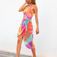 Women's Wrap Dress Knee Length Dress Sleeveless Tie Dye Lace up Print Summer Casual vacation dresses Rainbow S M L XL XXL