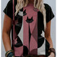 Women's T shirt Cat Graphic Print Round Neck Tops Basic Basic Top Blushing Pink