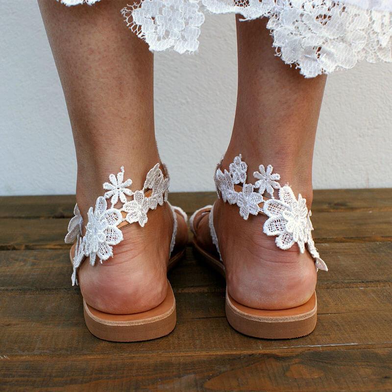 Women Large Size Lace Flower Pattern Slippers