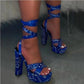 Coarse heel printed open toed sandal - Veooy