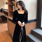 Autumn women black elegant dress - Veooy