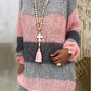 Loose pink and gray color block sweater