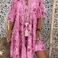 Women's Shift Dress Short Mini Dress - Half Sleeve Print V Neck Loose Blue Blushing Pink Orange Green S M L XL XXL 3XL