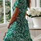 Women's Wrap Dress Short Mini Dress - Short Sleeve Floral Summer Deep V Hot Green Navy Blue S M L XL XXL