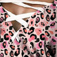 Women's Shift Dress Short Mini Dress Long Sleeve Leopard Lace up Patchwork Print Fall Winter Off Shoulder Plus Size Sexy Loose Blushing Pink S M L XL XXL 3XL-0222822