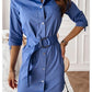 Women's Shirt Dress Knee Length Dress Half Sleeve Solid Color Summer Hot Casual Chinoiserie Blue S M L XL XXL 3XL